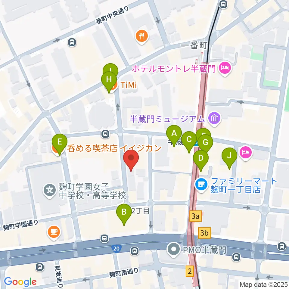 ビークルースタジオ周辺のカフェ一覧地図