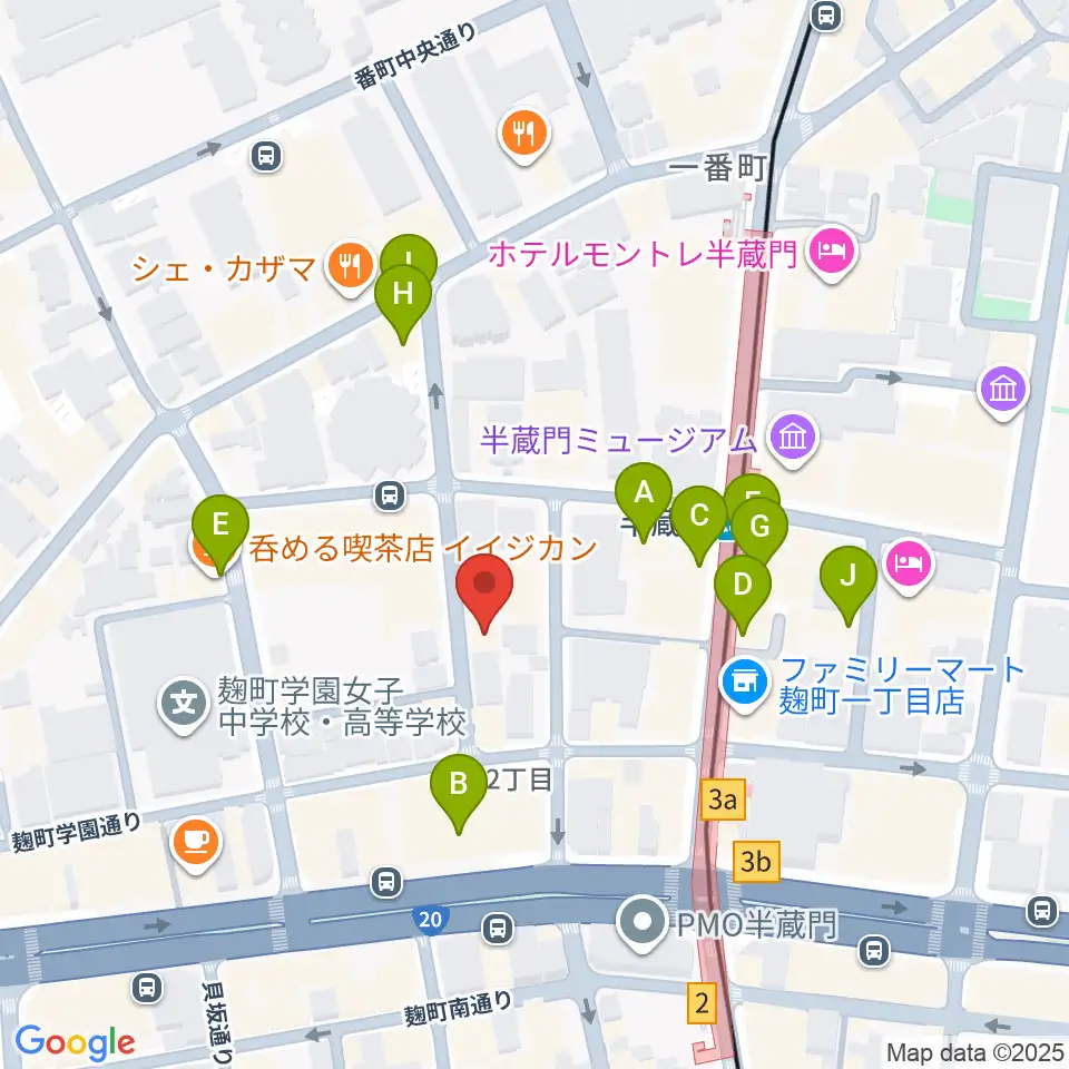 ビークルースタジオ周辺のカフェ一覧地図