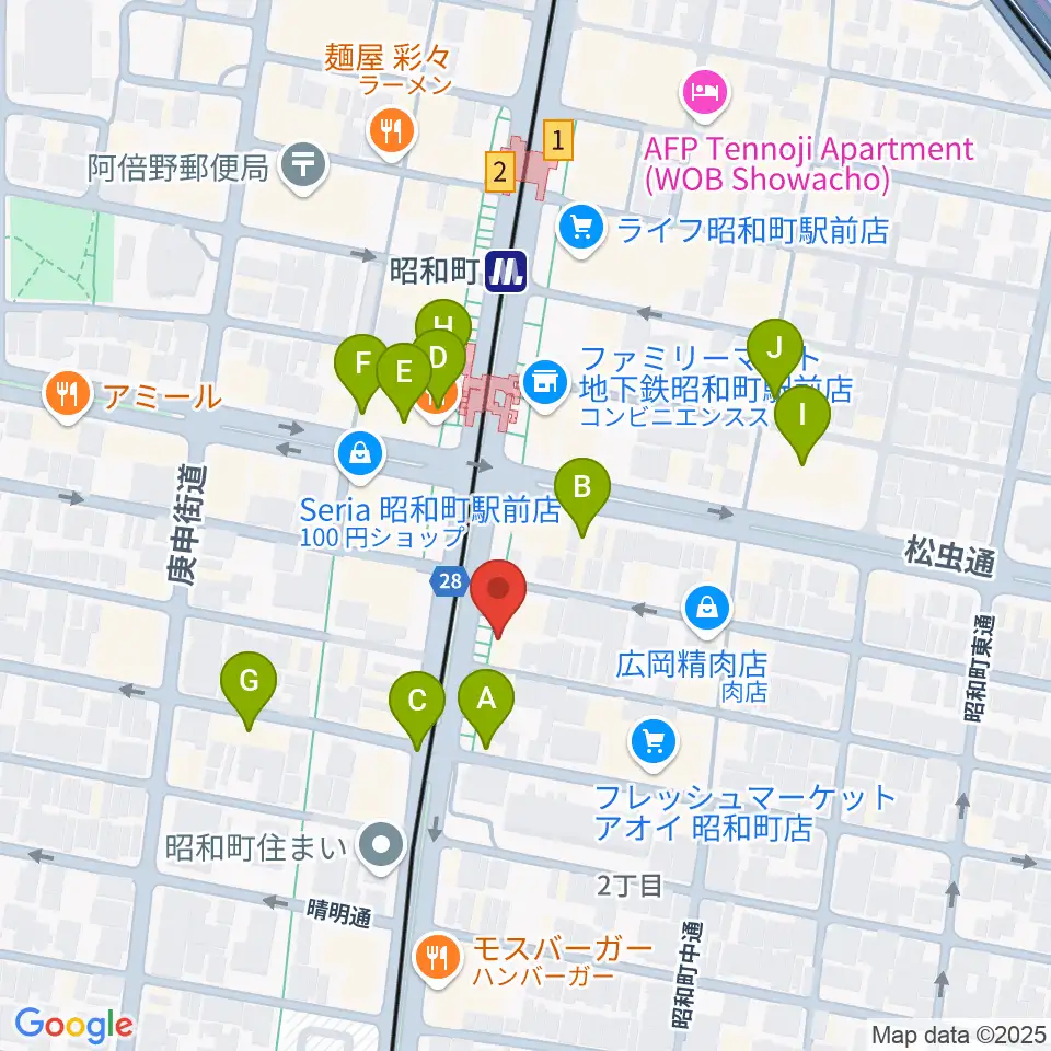 ブルームズ周辺のカフェ一覧地図