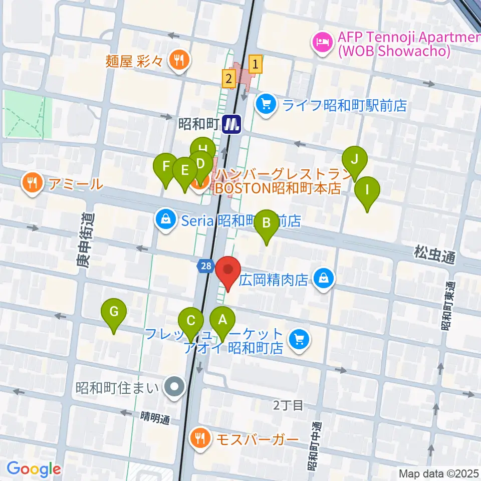 ブルームズ周辺のカフェ一覧地図