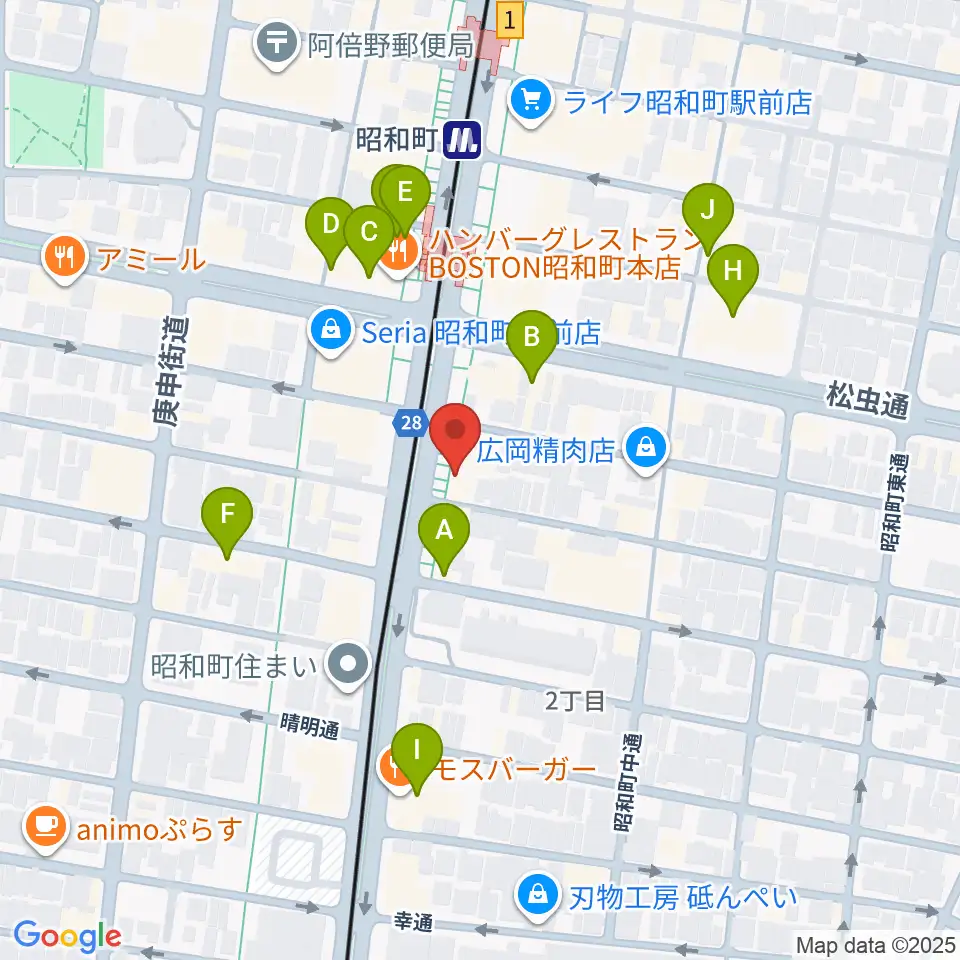 ブルームズ周辺のカフェ一覧地図