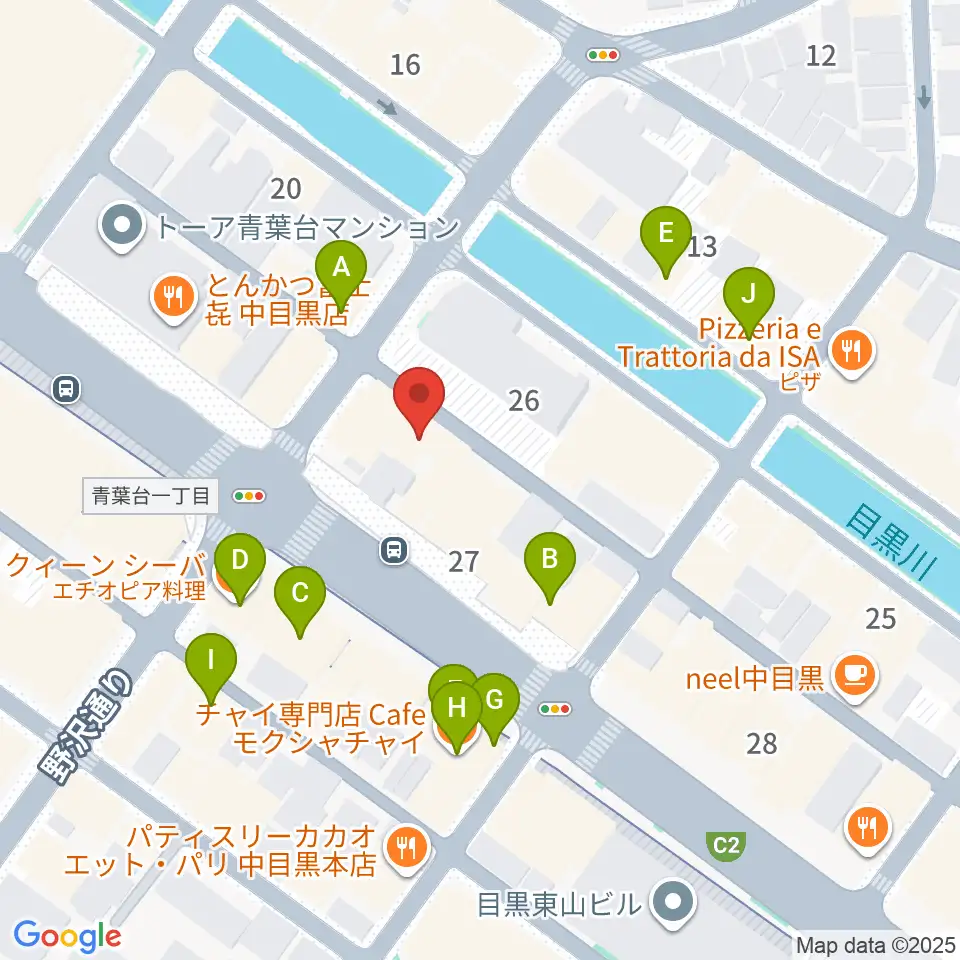 青葉台スタジオ周辺のカフェ一覧地図