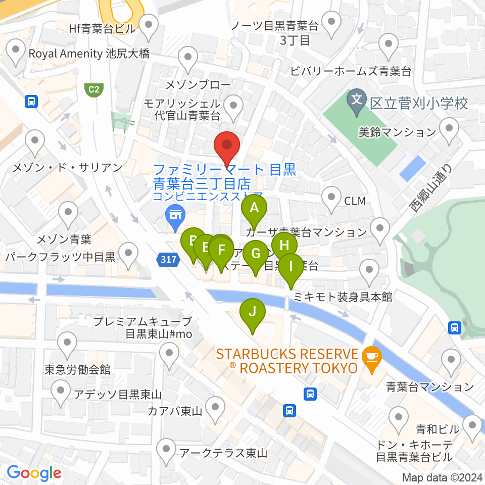 マルニスタジオ周辺のカフェ一覧地図