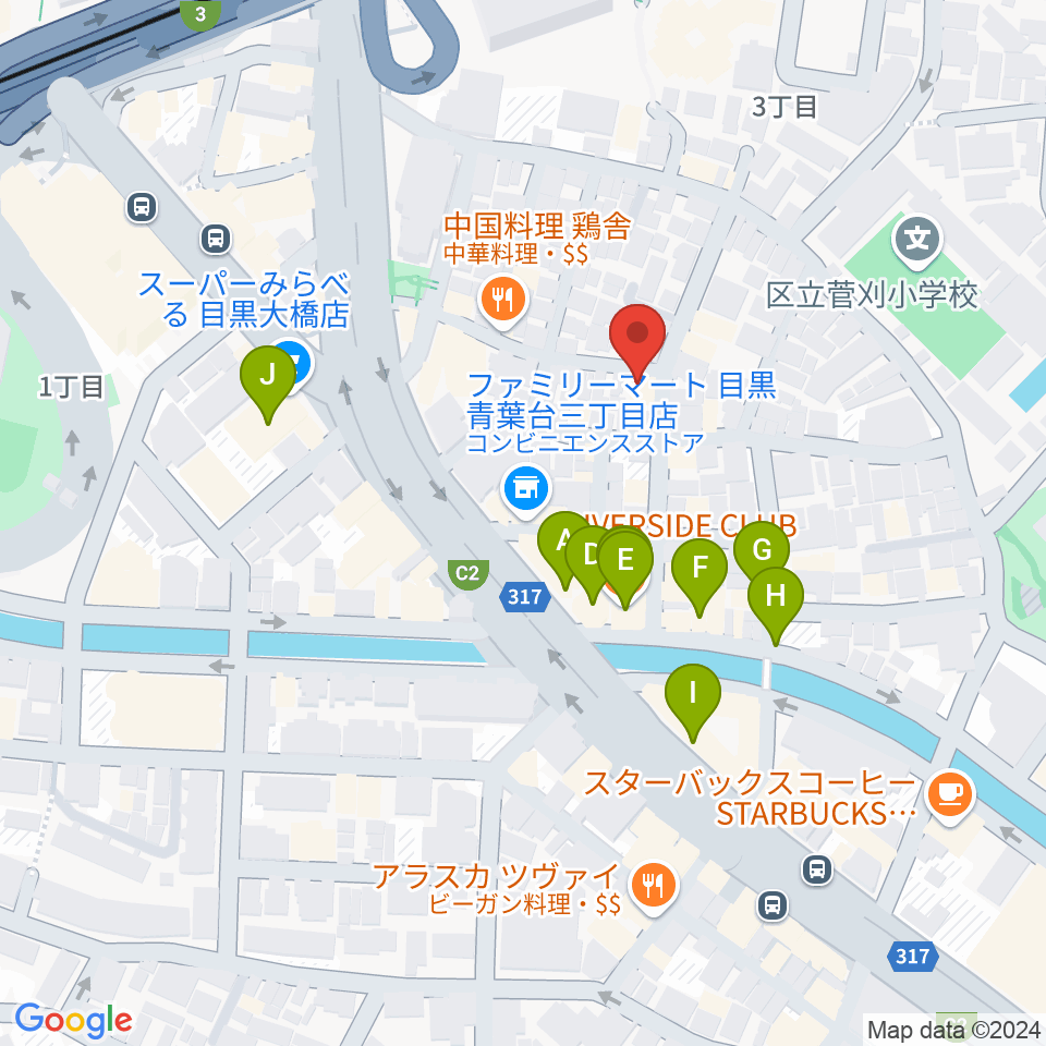 マルニスタジオ周辺のカフェ一覧地図