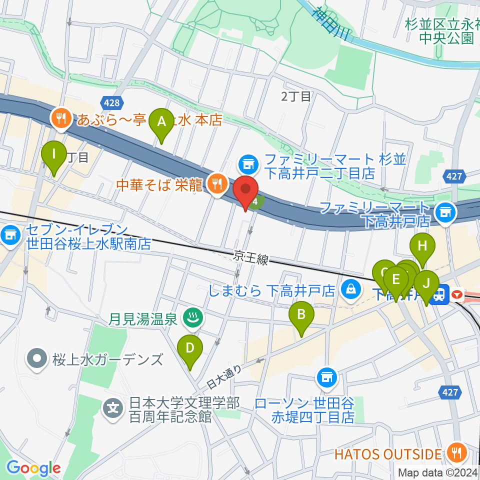 G-ROKSスタジオ周辺のカフェ一覧地図