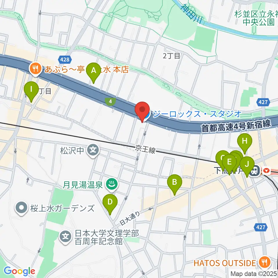 G-ROKSスタジオ周辺のカフェ一覧地図