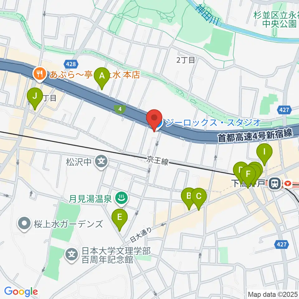 G-ROKSスタジオ周辺のカフェ一覧地図