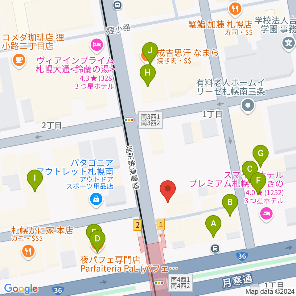 パワースレイブスタジオ周辺のカフェ一覧地図