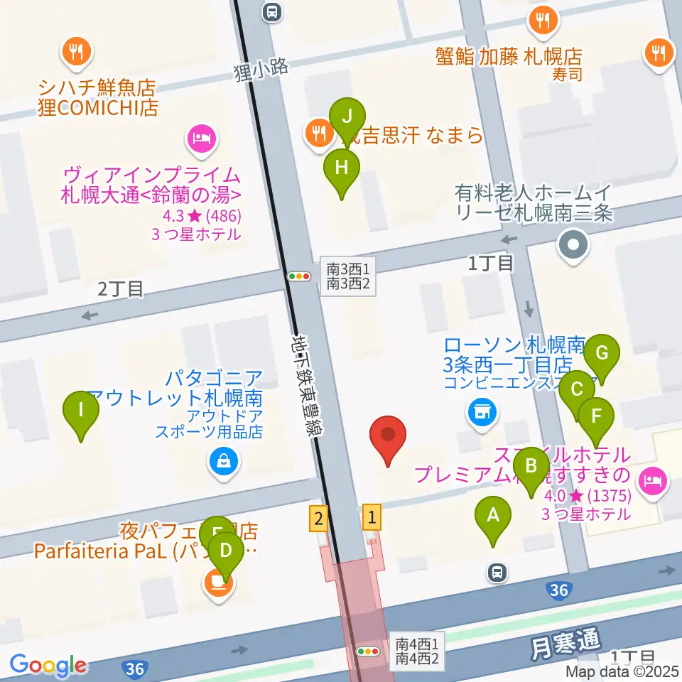 パワースレイブスタジオ周辺のカフェ一覧地図