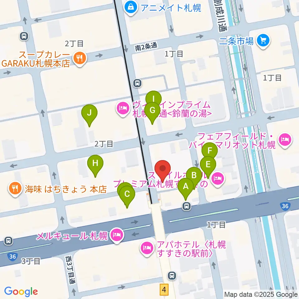 パワースレイブスタジオ周辺のカフェ一覧地図