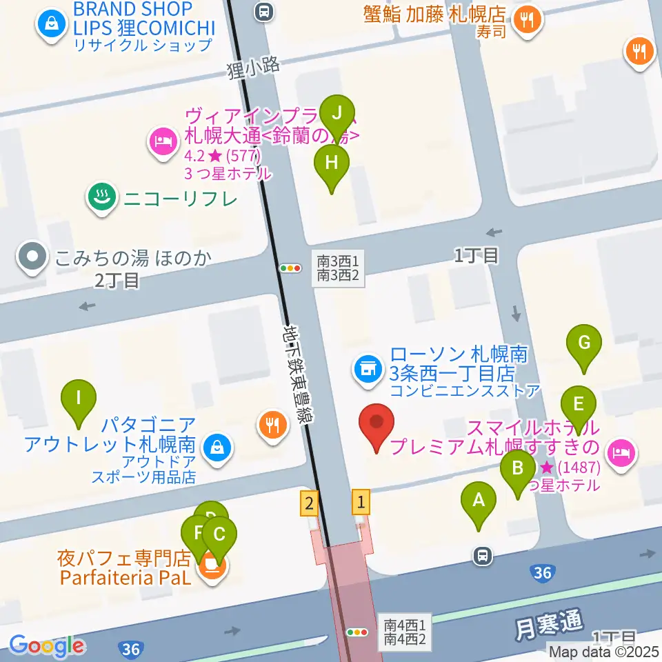 パワースレイブスタジオ周辺のカフェ一覧地図