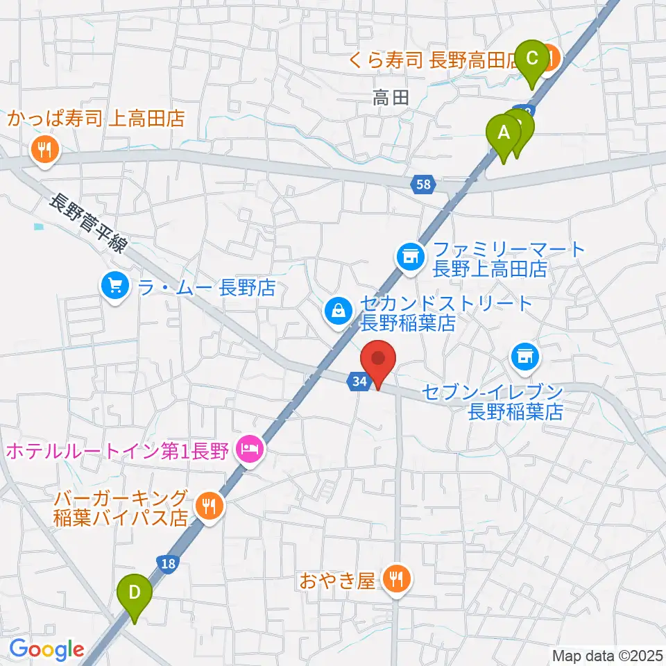 サンピアン長野店周辺のカフェ一覧地図