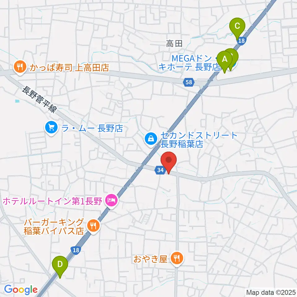 サンピアン長野店周辺のカフェ一覧地図