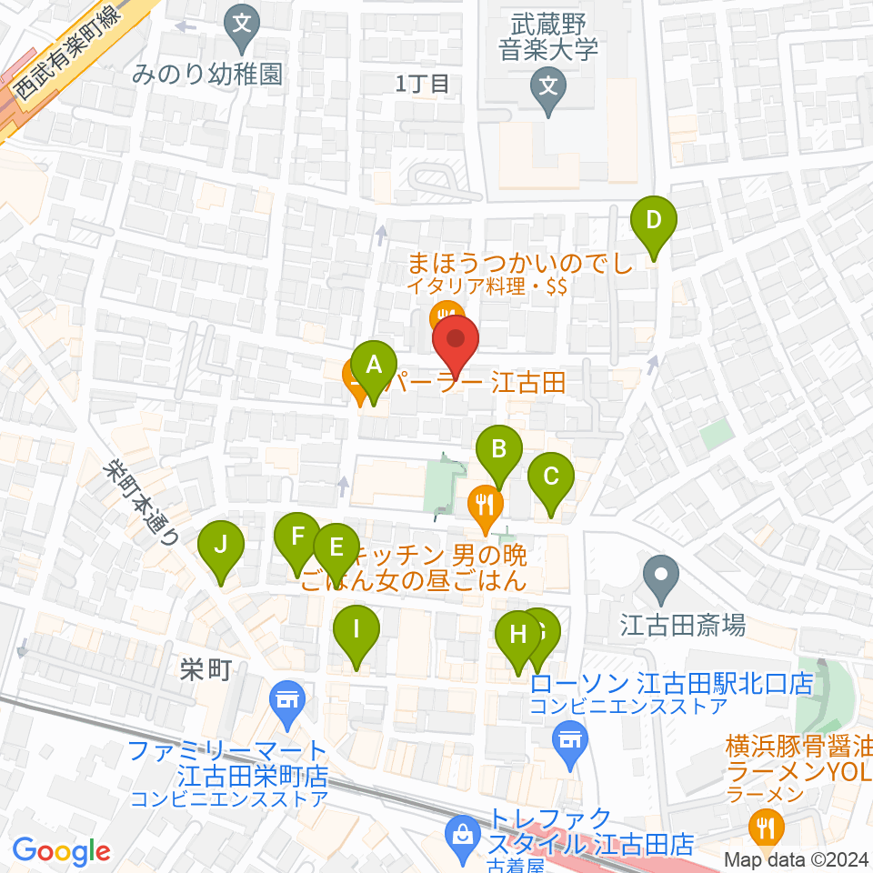 北里楽器フェルマータ周辺のカフェ一覧地図