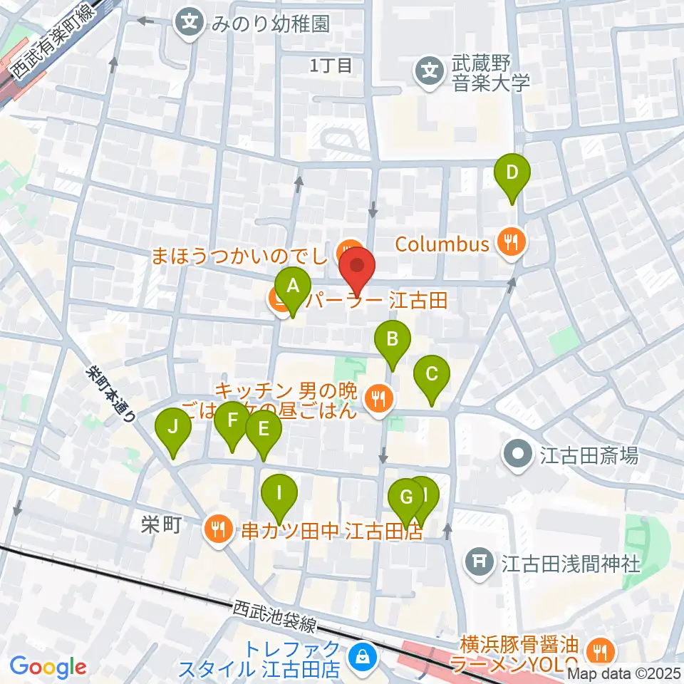 北里楽器フェルマータ周辺のカフェ一覧地図