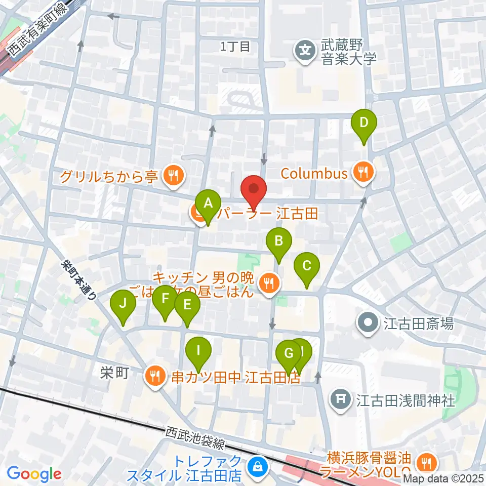 北里楽器フェルマータ周辺のカフェ一覧地図