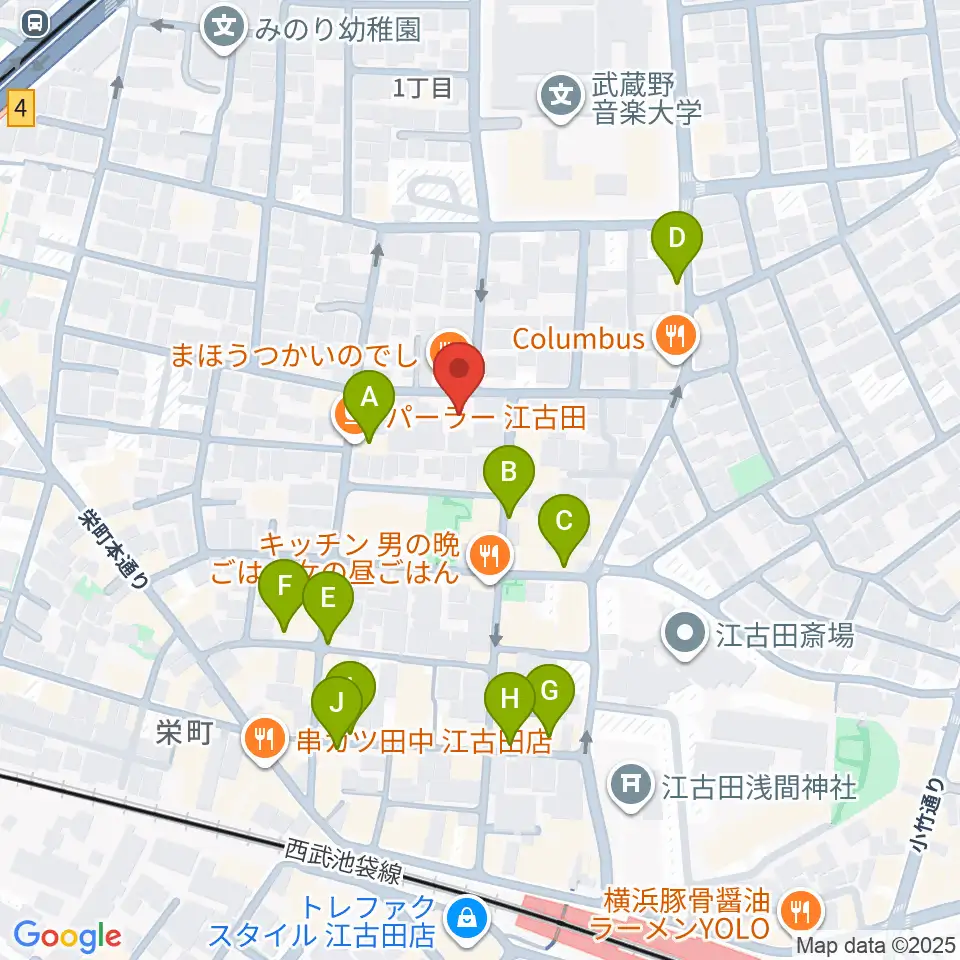 北里楽器フェルマータ周辺のカフェ一覧地図