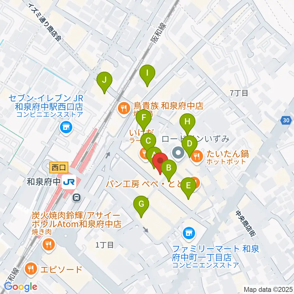 新日本ミュージック株式会社 和泉府中本店周辺のカフェ一覧地図
