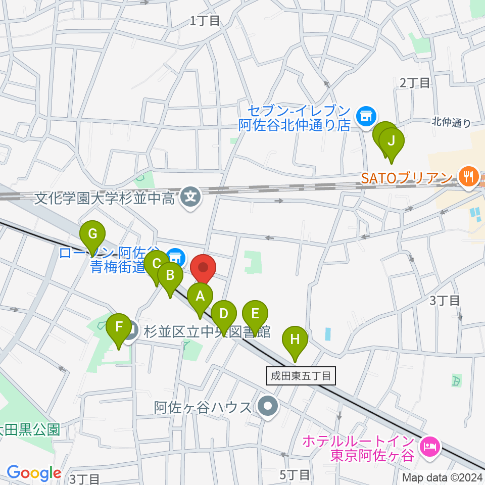 ボゴランマーケット周辺のカフェ一覧地図