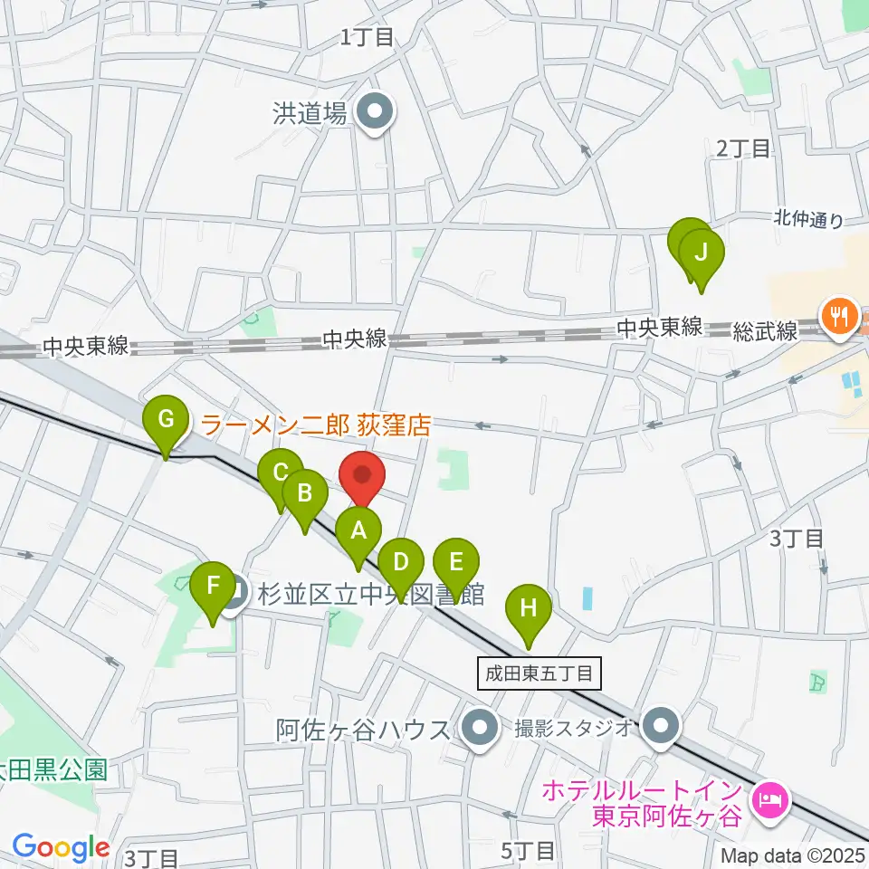 ボゴランマーケット周辺のカフェ一覧地図