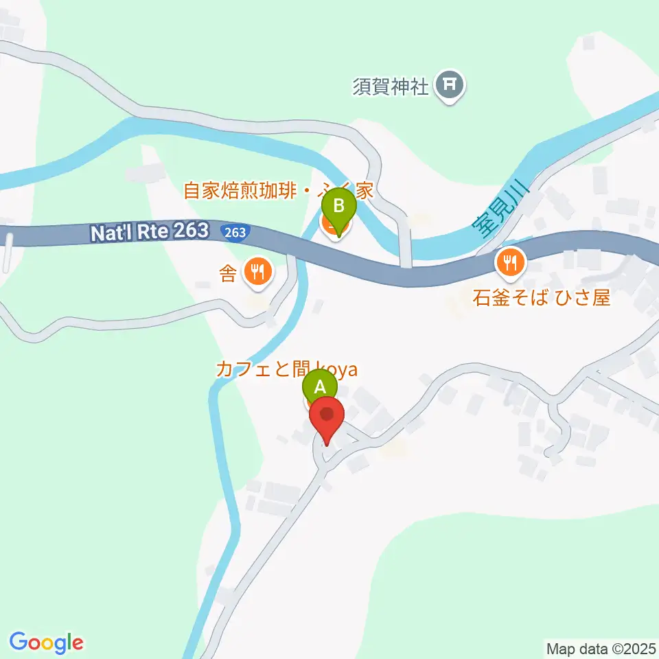 ピアノファクトリークジラ周辺のカフェ一覧地図