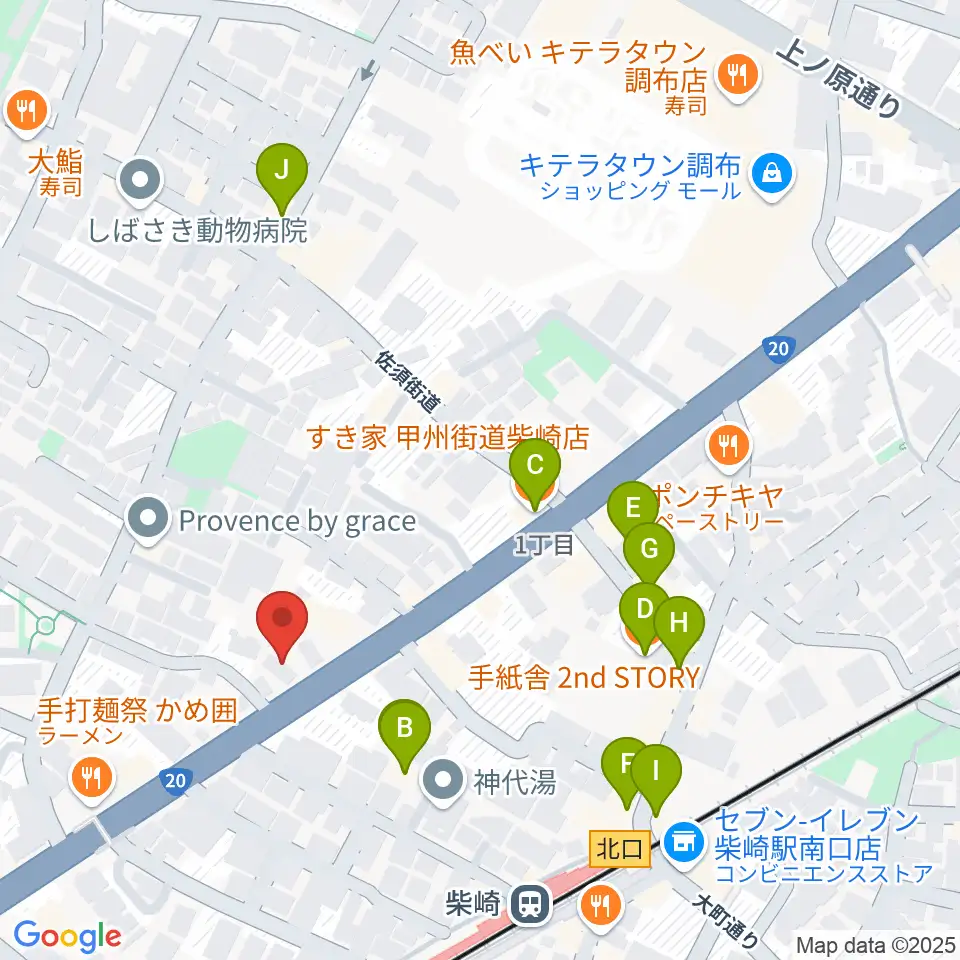 岡本ピアノサービス周辺のカフェ一覧地図