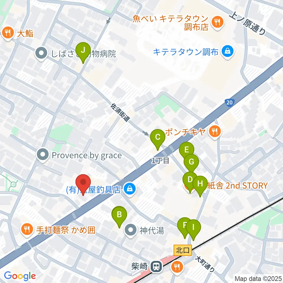 岡本ピアノサービス周辺のカフェ一覧地図