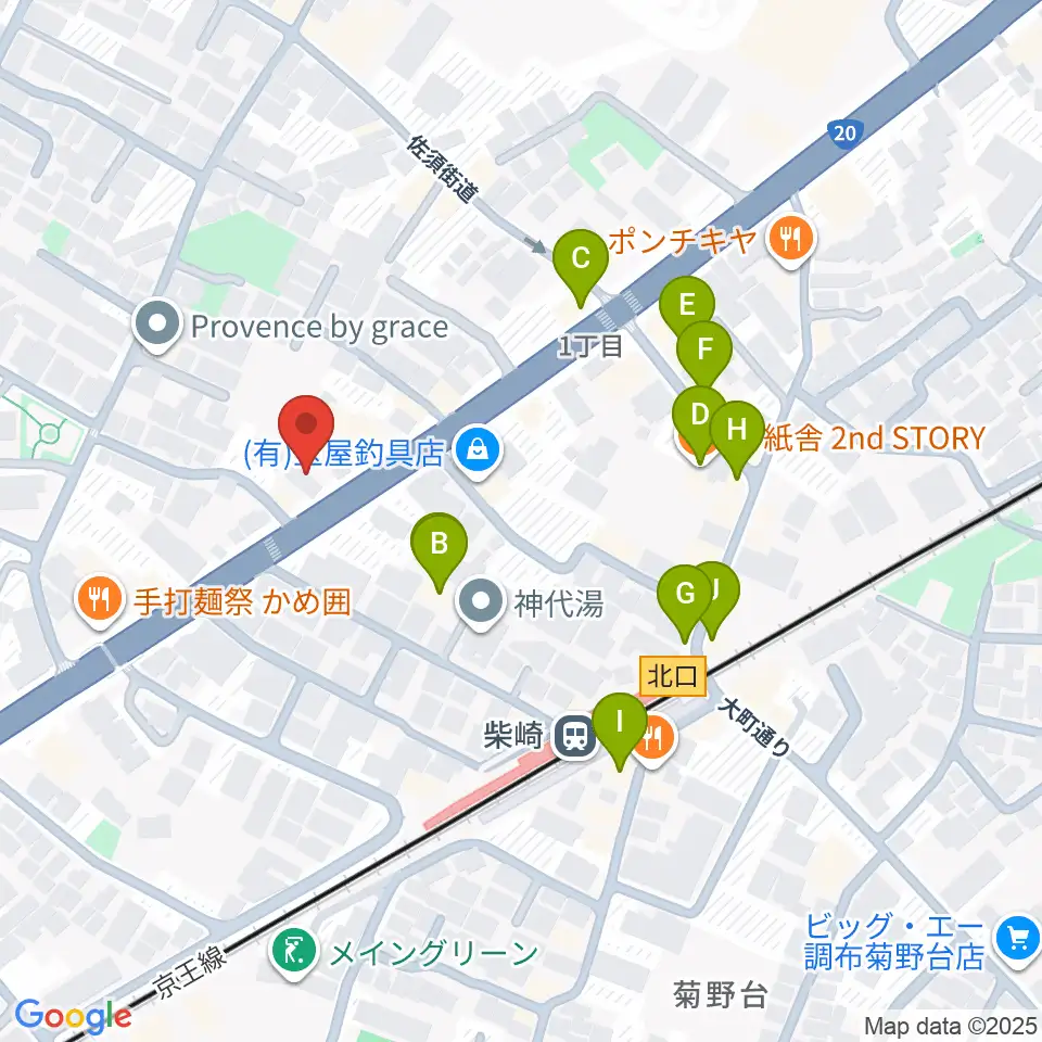 岡本ピアノサービス周辺のカフェ一覧地図
