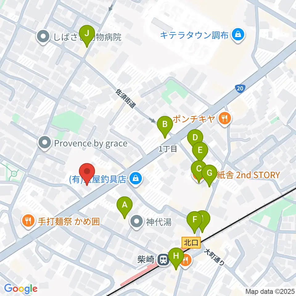 岡本ピアノサービス周辺のカフェ一覧地図