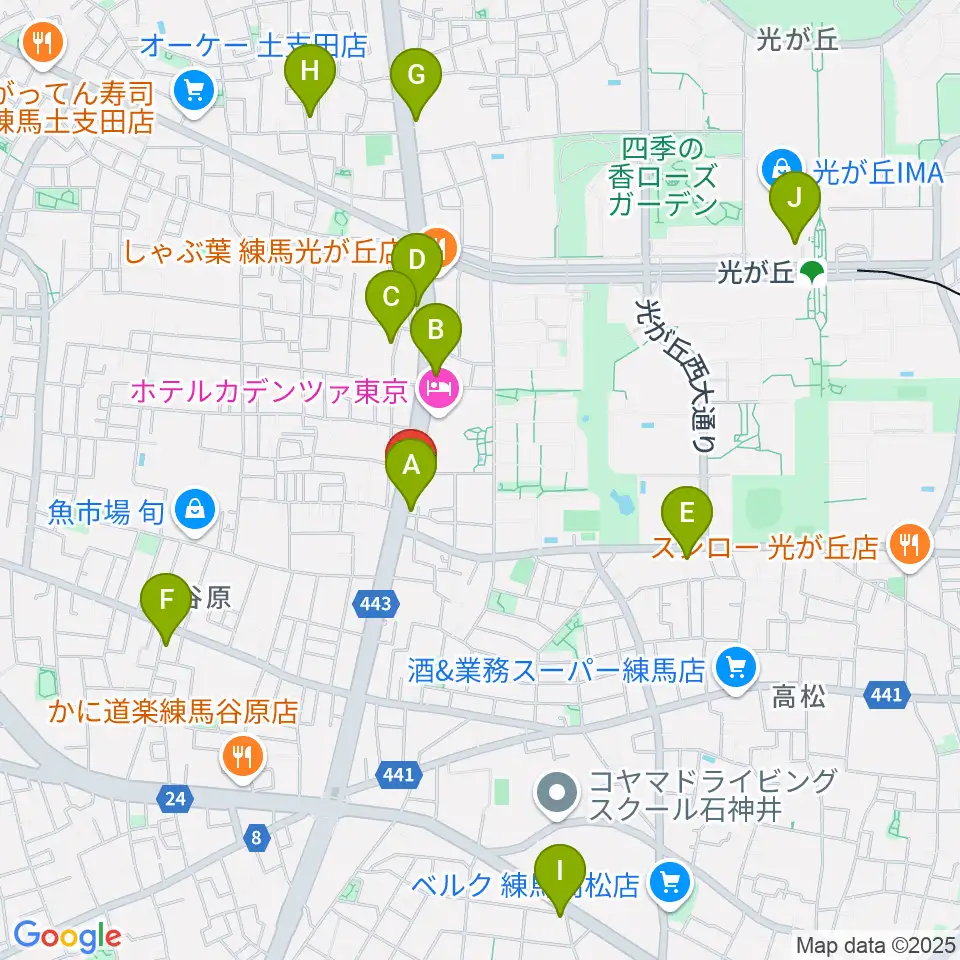 日本ピアノギャラリー東京店周辺のカフェ一覧地図