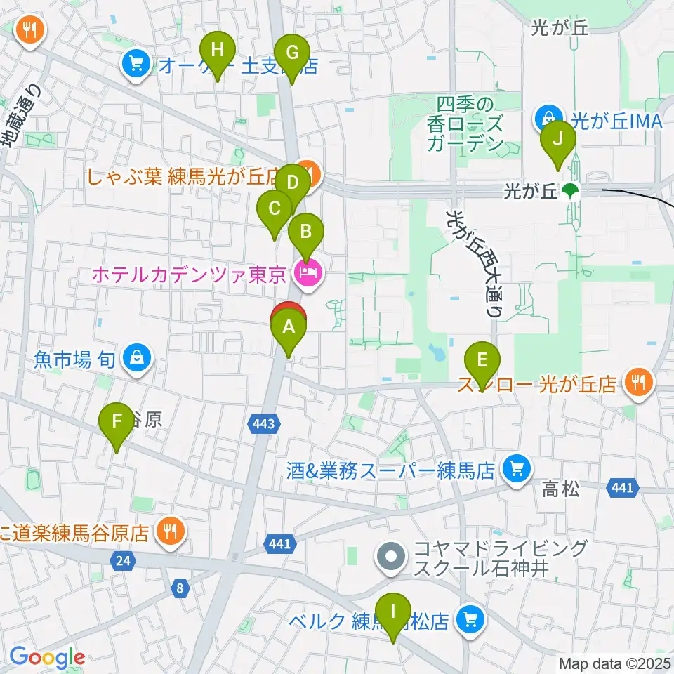 日本ピアノギャラリー東京店周辺のカフェ一覧地図