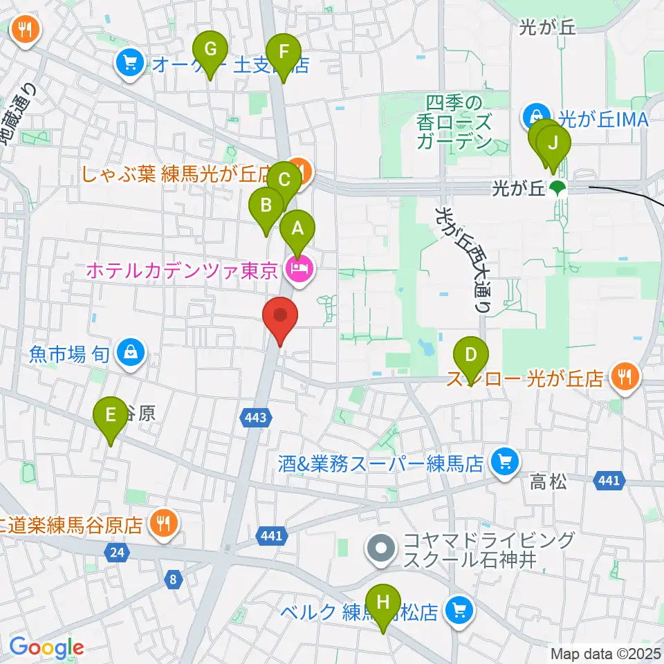 日本ピアノギャラリー東京店周辺のカフェ一覧地図