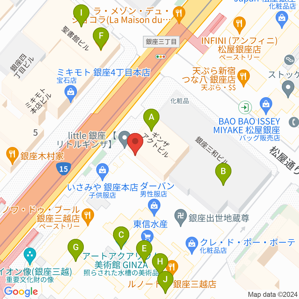 日本弦楽器 銀座店周辺のカフェ一覧地図