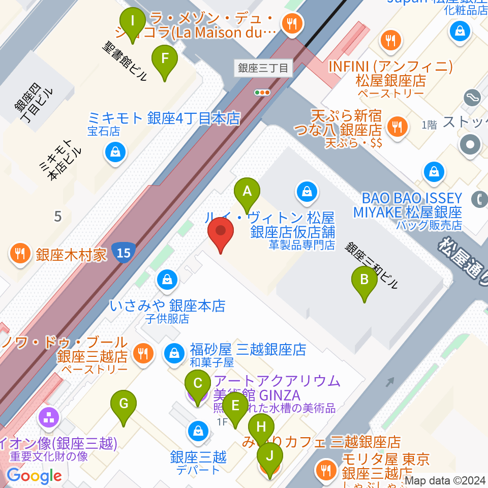 日本弦楽器 銀座店周辺のカフェ一覧地図