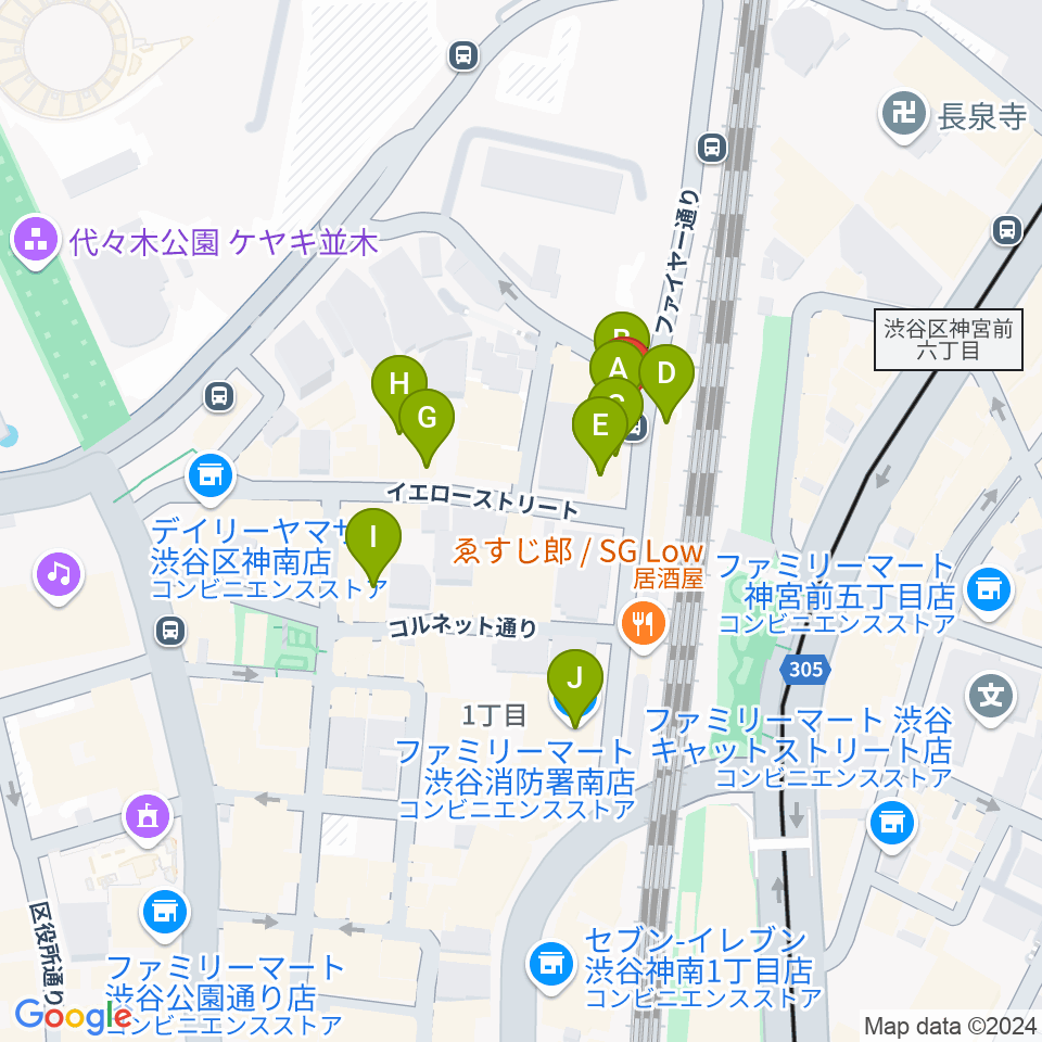 Nancy渋谷周辺のカフェ一覧地図