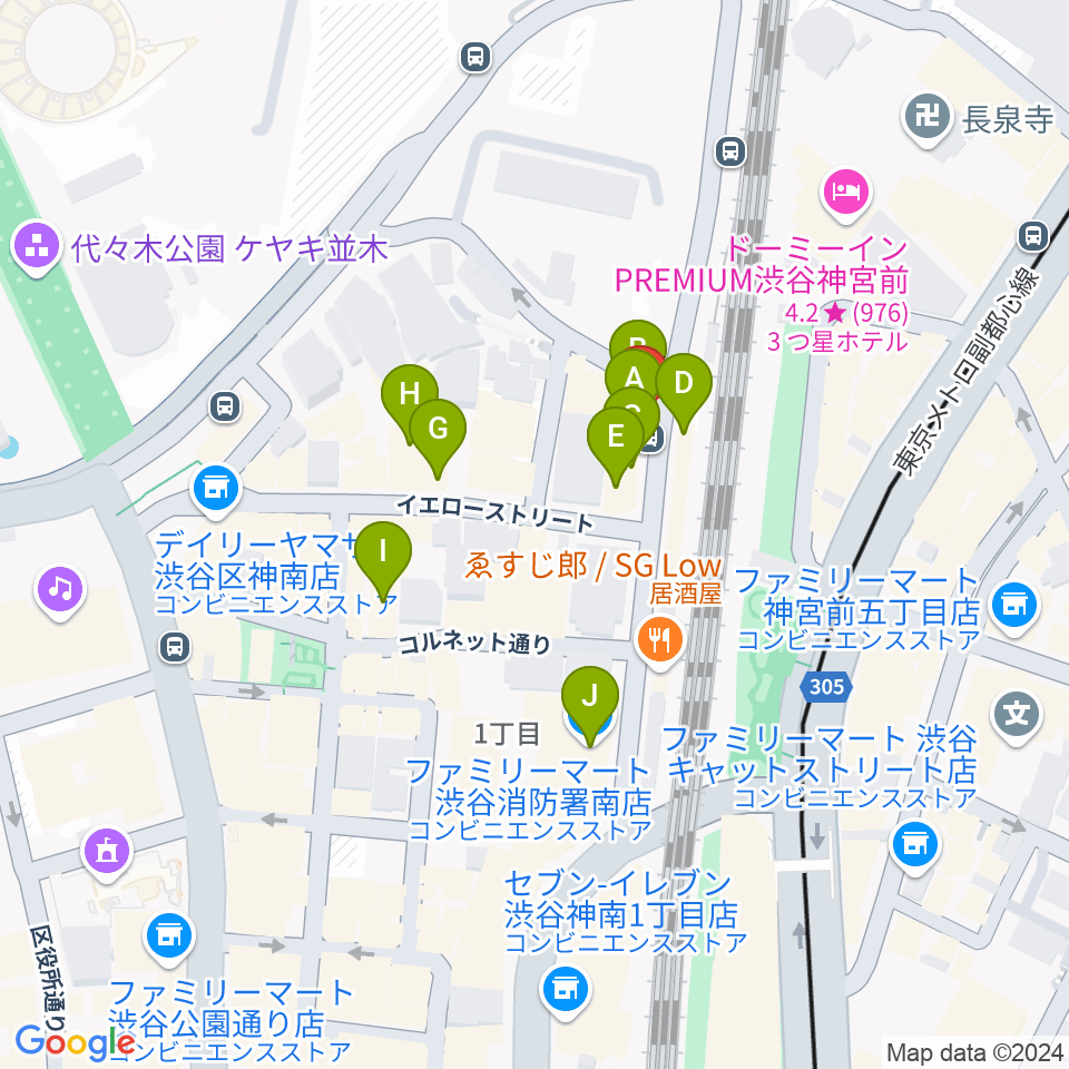 Nancy渋谷周辺のカフェ一覧地図