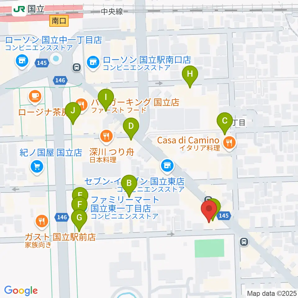 ムサシ楽器周辺のカフェ一覧地図