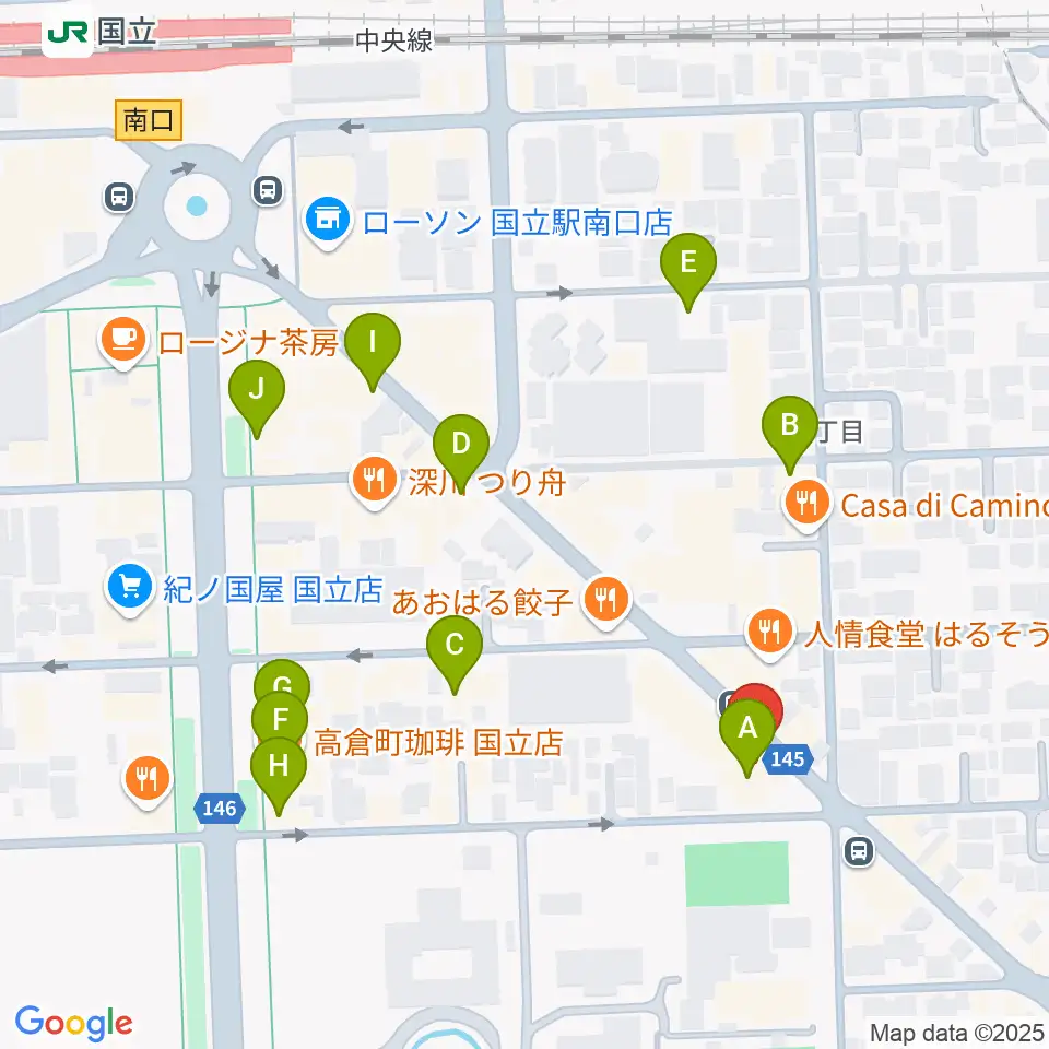 ムサシ楽器周辺のカフェ一覧地図