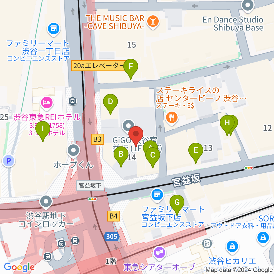 三浦ピアノ渋谷店周辺のカフェ一覧地図