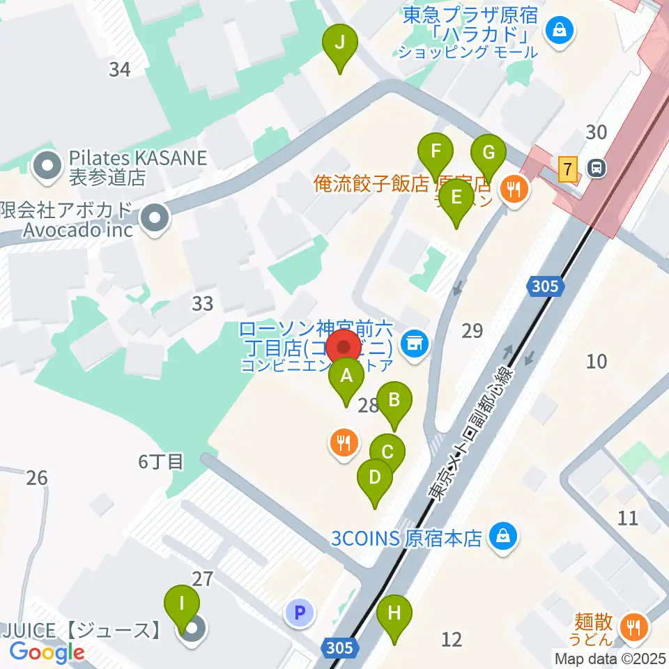 原宿 松下工房周辺のカフェ一覧地図