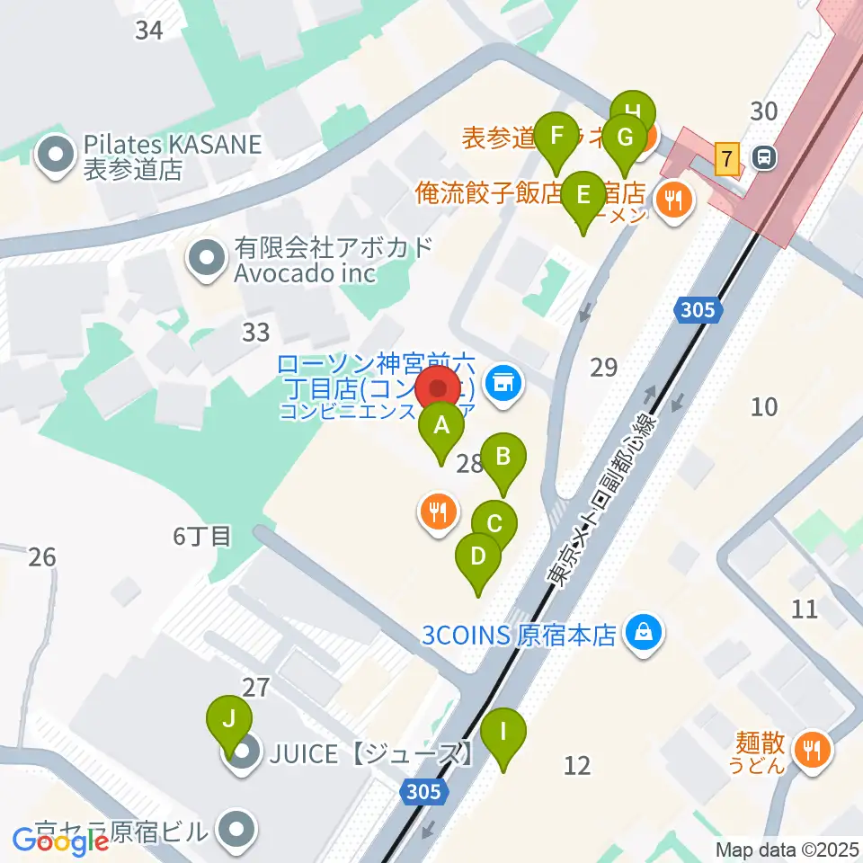 原宿 松下工房周辺のカフェ一覧地図