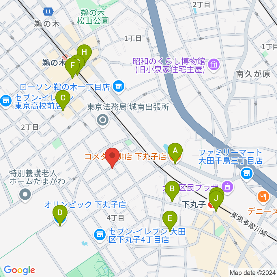 協葉ピアノ周辺のカフェ一覧地図