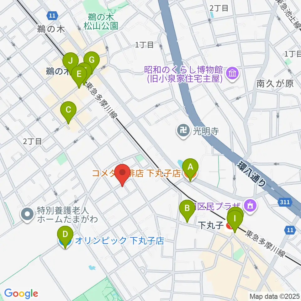 協葉ピアノ周辺のカフェ一覧地図