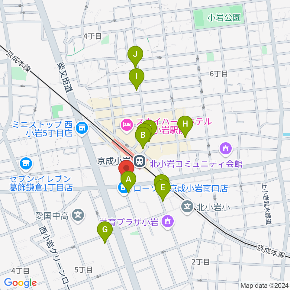 カツマピアノ周辺のカフェ一覧地図