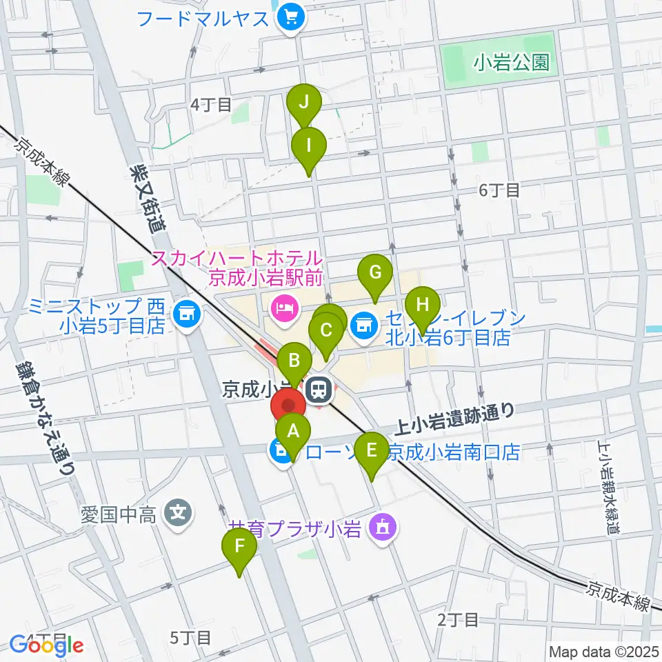 カツマピアノ周辺のカフェ一覧地図