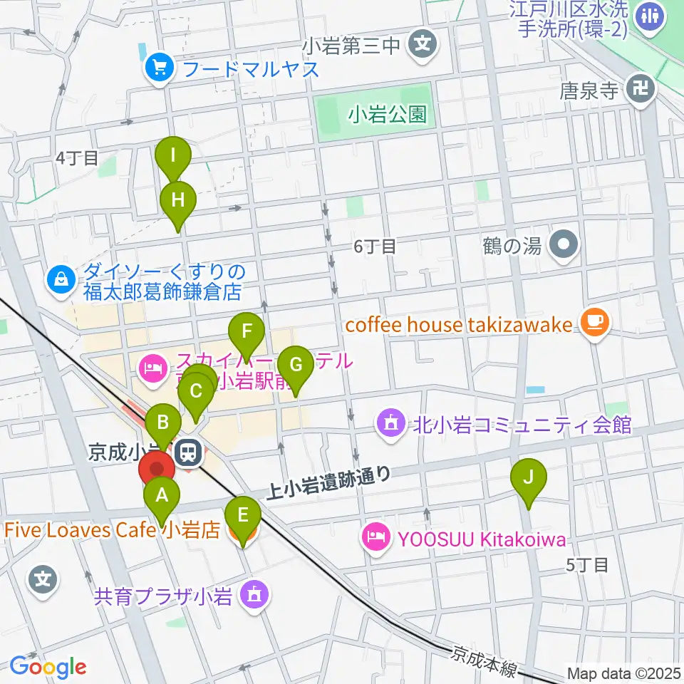 カツマピアノ周辺のカフェ一覧地図