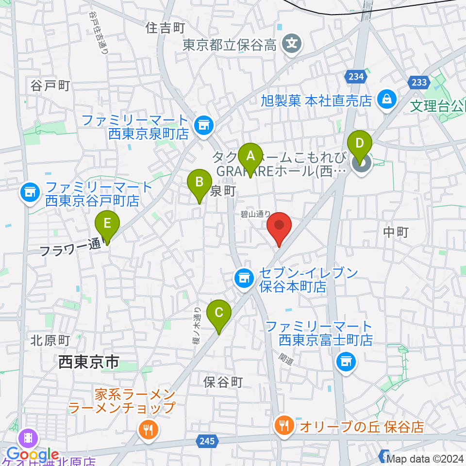 イダ･ギター工房周辺のカフェ一覧地図