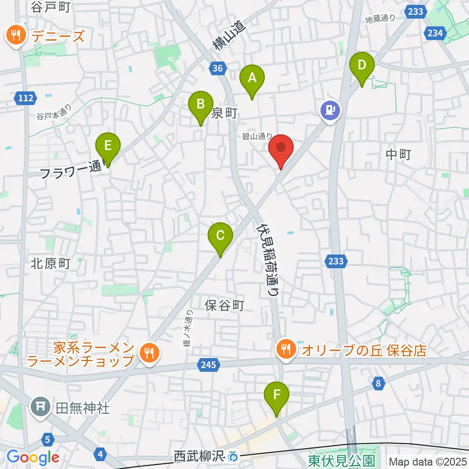 イダ･ギター工房周辺のカフェ一覧地図