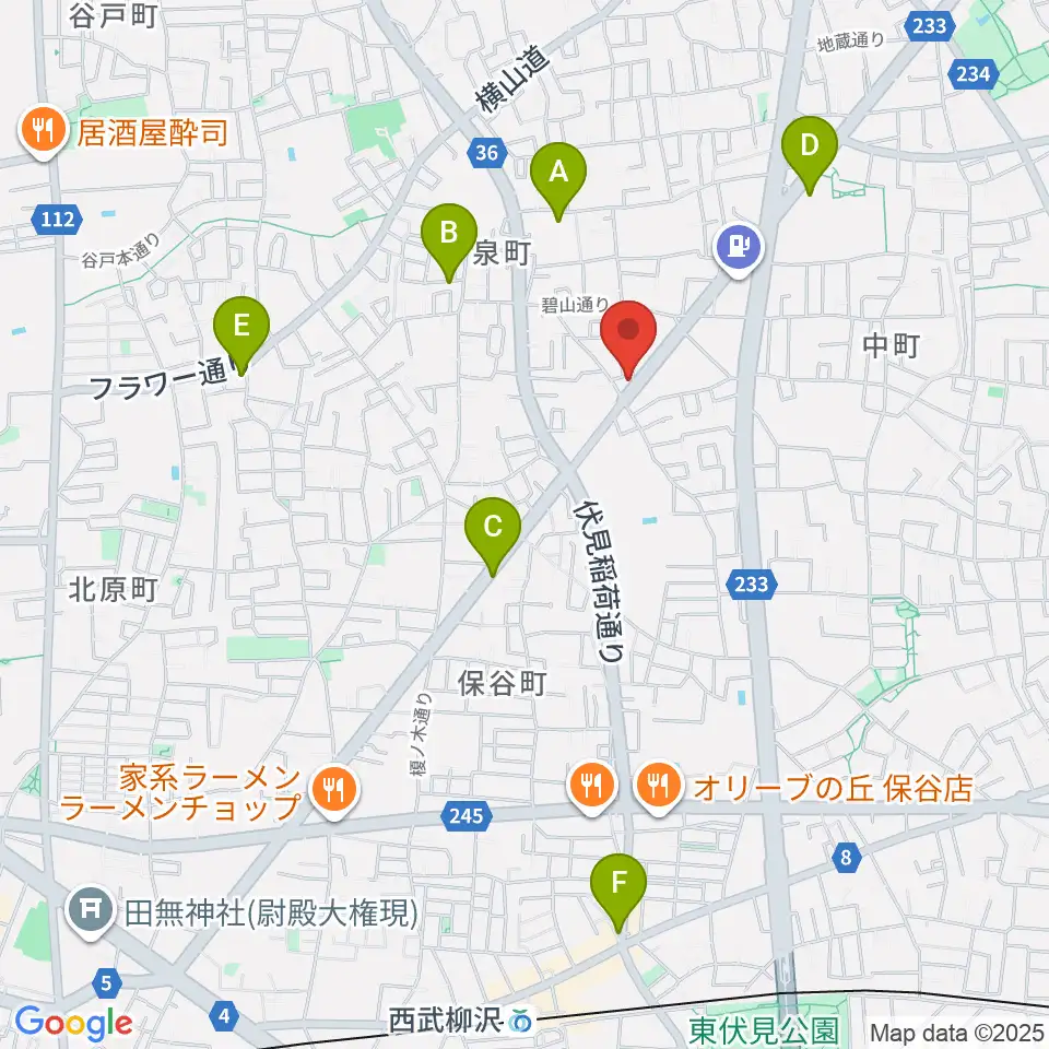イダ･ギター工房周辺のカフェ一覧地図