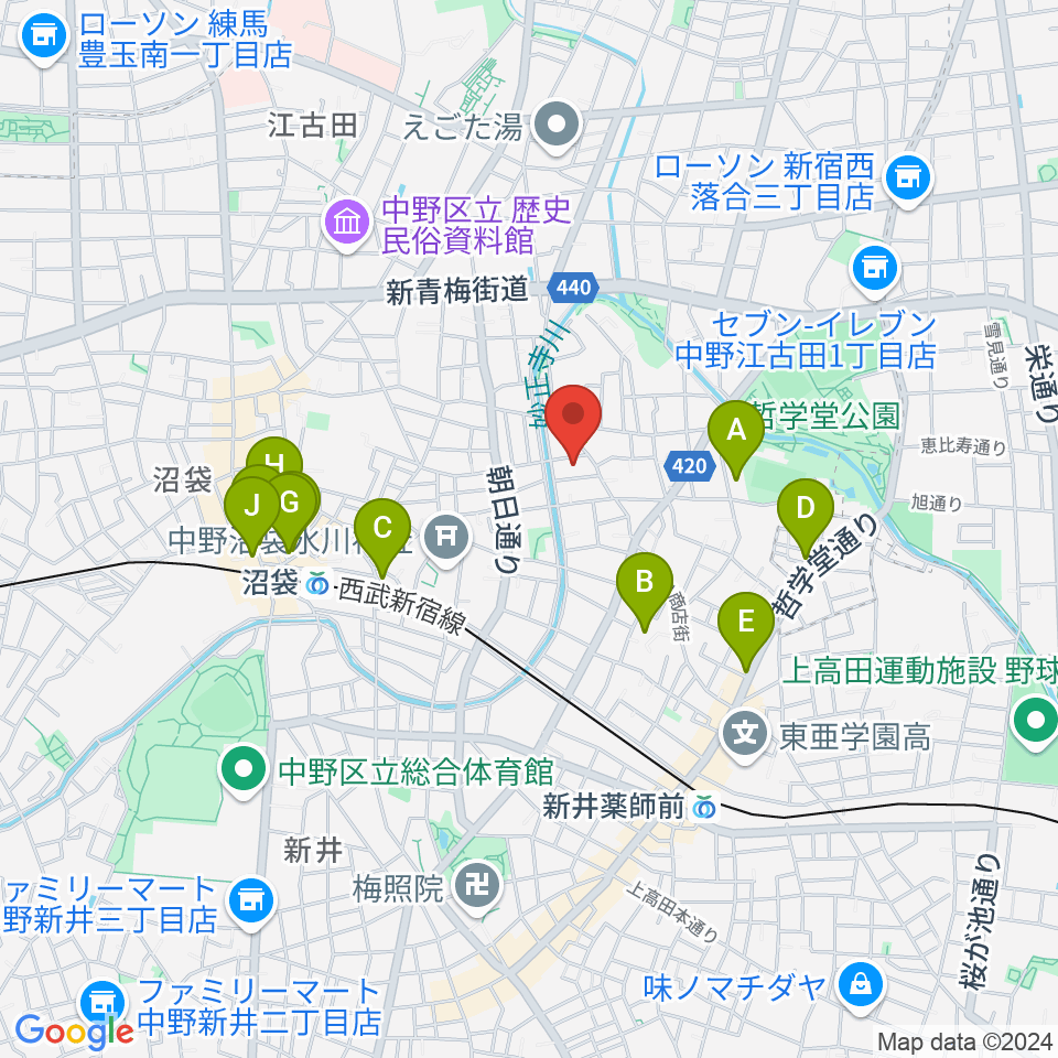 広田ピアノサービス周辺のカフェ一覧地図